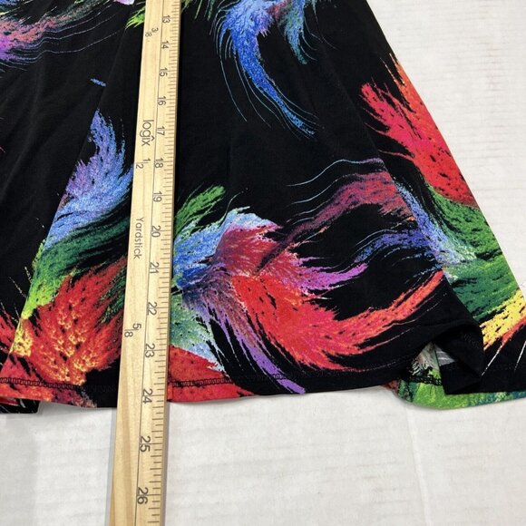 Carmen Marc Valvo Skirt Womens 4 Black Abstract Floral Jersey Knit‎ Midi Artsy - Picture 5 of 7